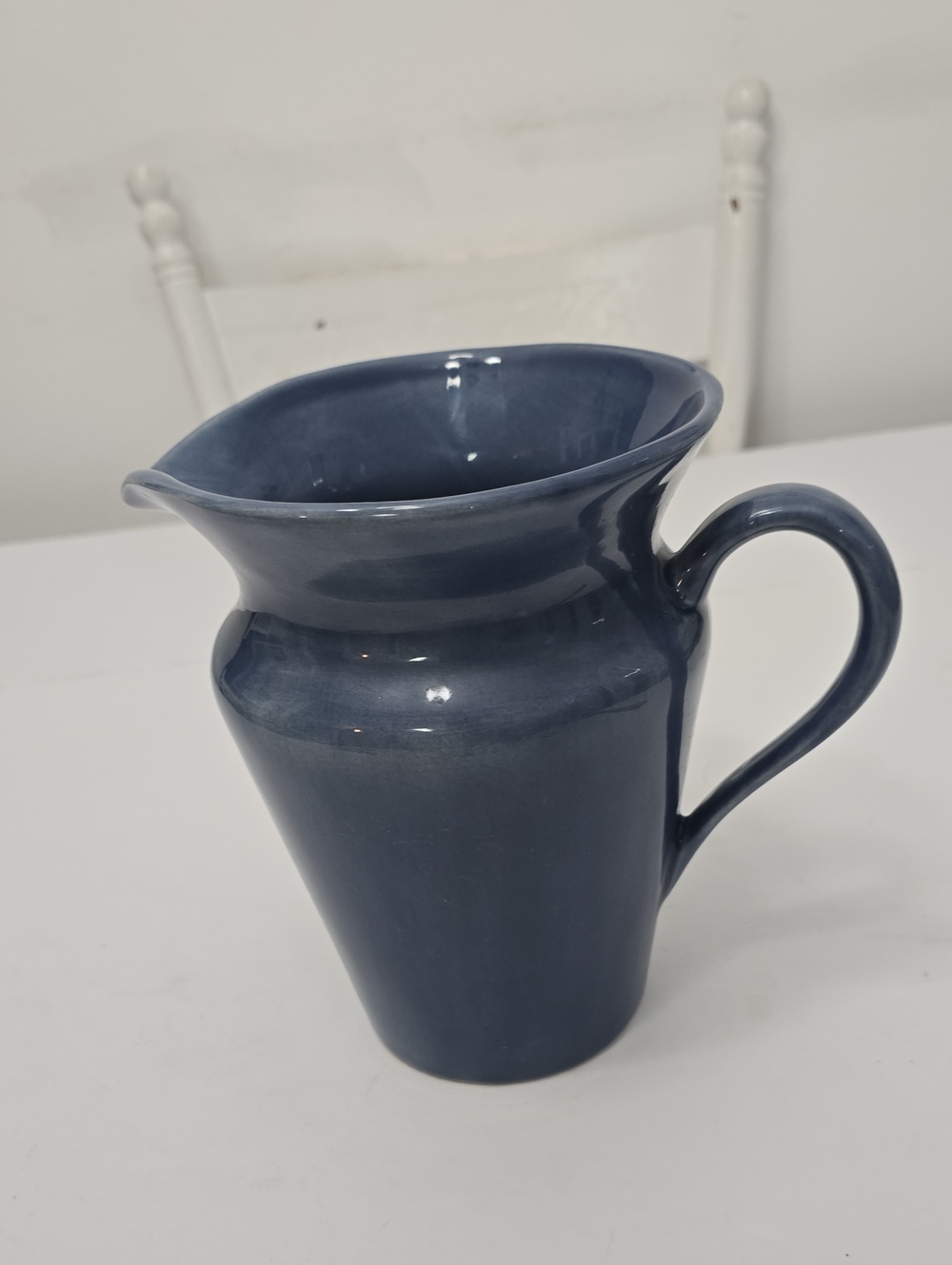 Vintage Pottery Barn Slate Blue Glazed Pitcher Made In Mexico - Picture 3 of 11